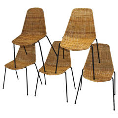 "Basket" Wicker Chairs by Gian Franco Legler, Switzerland, 1951- 9 chairs 