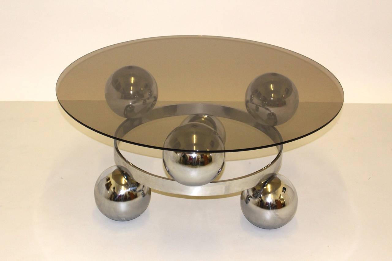 Space Age Vintage Chrome Coffee Table circa 1970 Germany In Good Condition In Vienna, AT