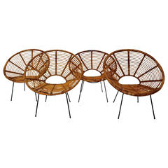 Rattan Chairs Riviera Style France, 1950s 10