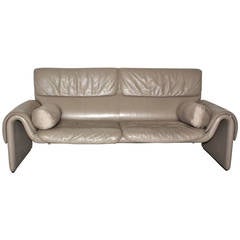 Grey Vintage Leather Bench De Sede 1980s 3