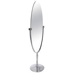 Retro Oval Swivelling Standing Mirror in the Style of Charles Hollis Jones, USA