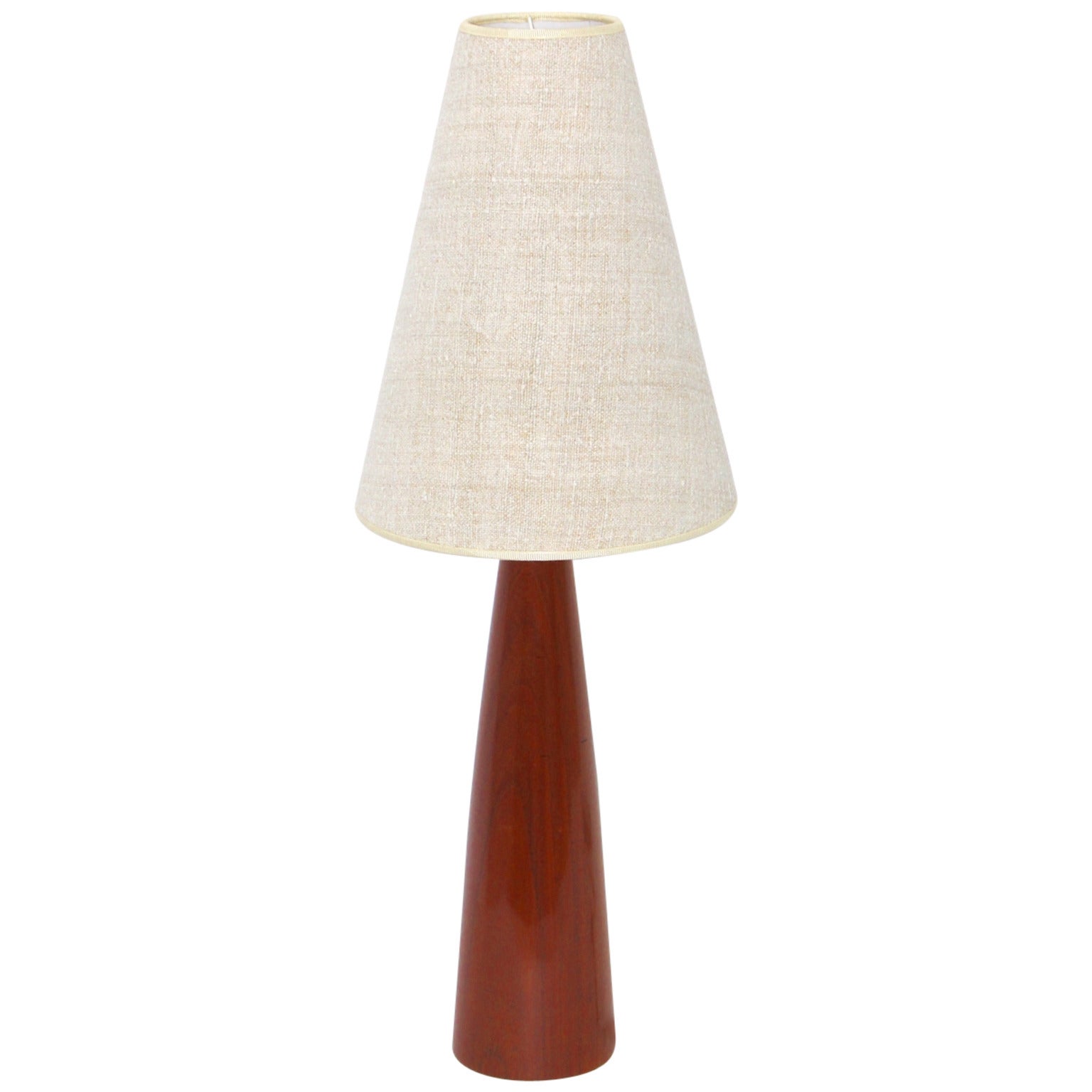 Scandinavian Modern Cone Teak Vintage Table Lamp, circa 1960