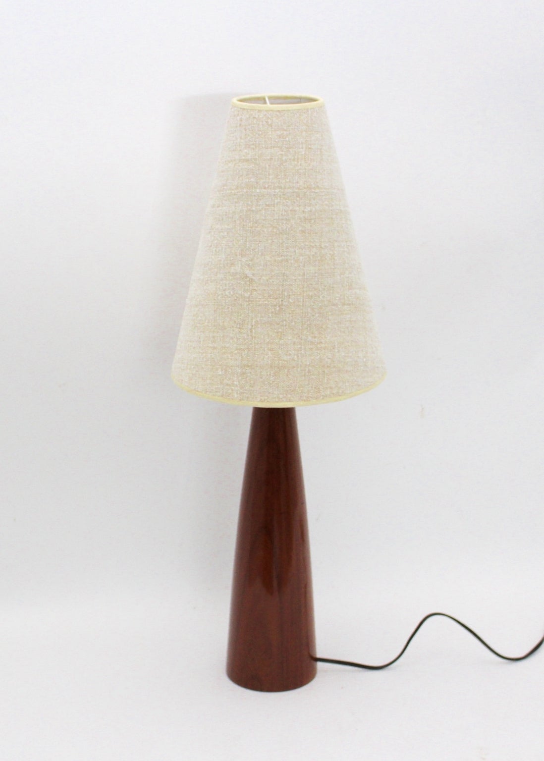 Polished Scandinavian Modern Cone Teak Vintage Table Lamp, circa 1960