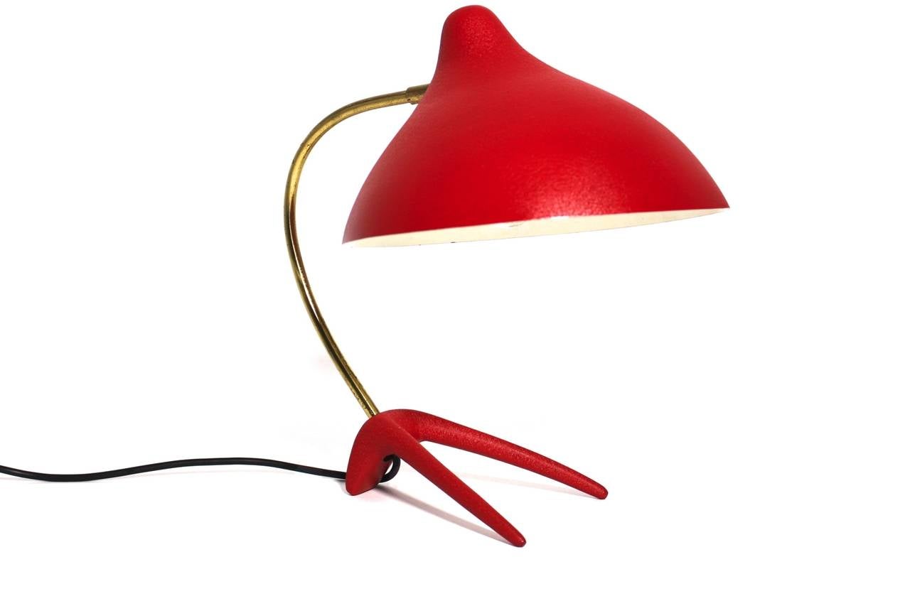 Mid-Century Modern Mid Century Modern Red Louis Kalff Vintage Table Light 1950s Philips Netherlands For Sale