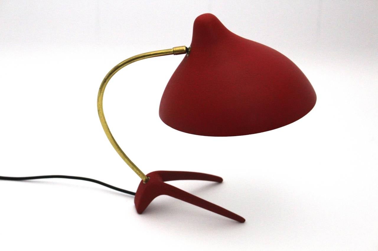 Mid-20th Century Mid Century Modern Red Louis Kalff Vintage Table Light 1950s Philips Netherlands For Sale