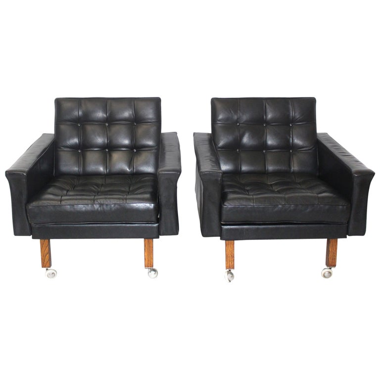 Black Leather Club Chairs By Johannes, Black Leather Club Sofa