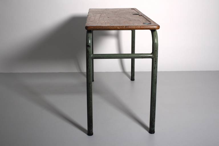 Industrial Mid Century Modern Vintage Desk in style of Jean Prouve France c 1940 Wood Metal
