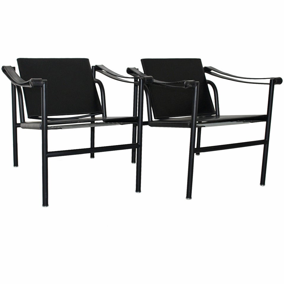 Two LC1 Basculant Chairs by Le Corbusier, Pierre Jeanneret, Charlotte Perriand
