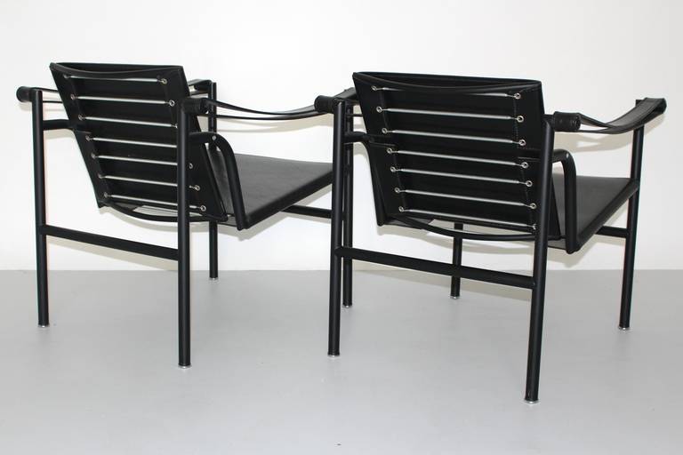 Italian Two LC1 Basculant Chairs by Le Corbusier, Pierre Jeanneret, Charlotte Perriand