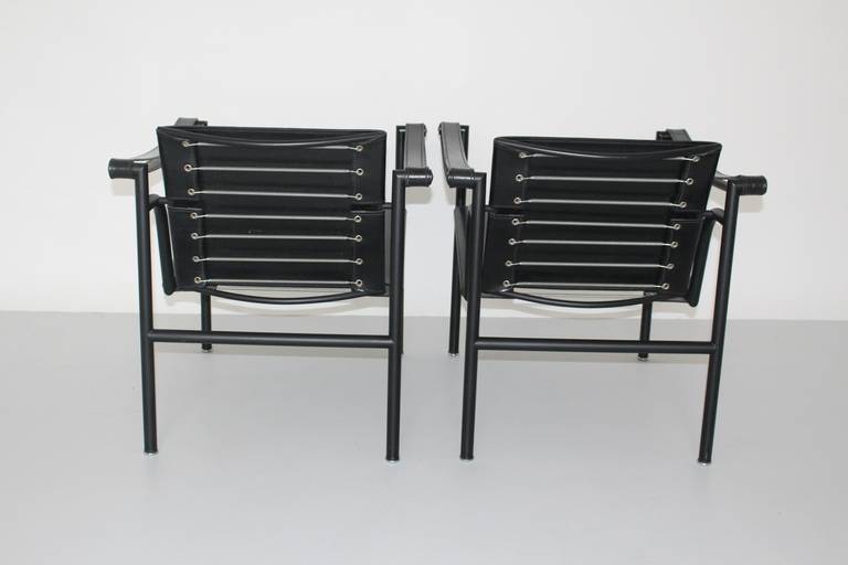 Lacquered Two LC1 Basculant Chairs by Le Corbusier, Pierre Jeanneret, Charlotte Perriand