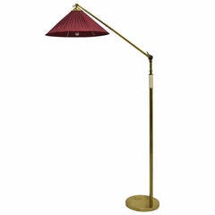 Pink Shade Brass Telescope Floor Lamp, J.T. Kalmar, 1932, Vienna, Austria 12