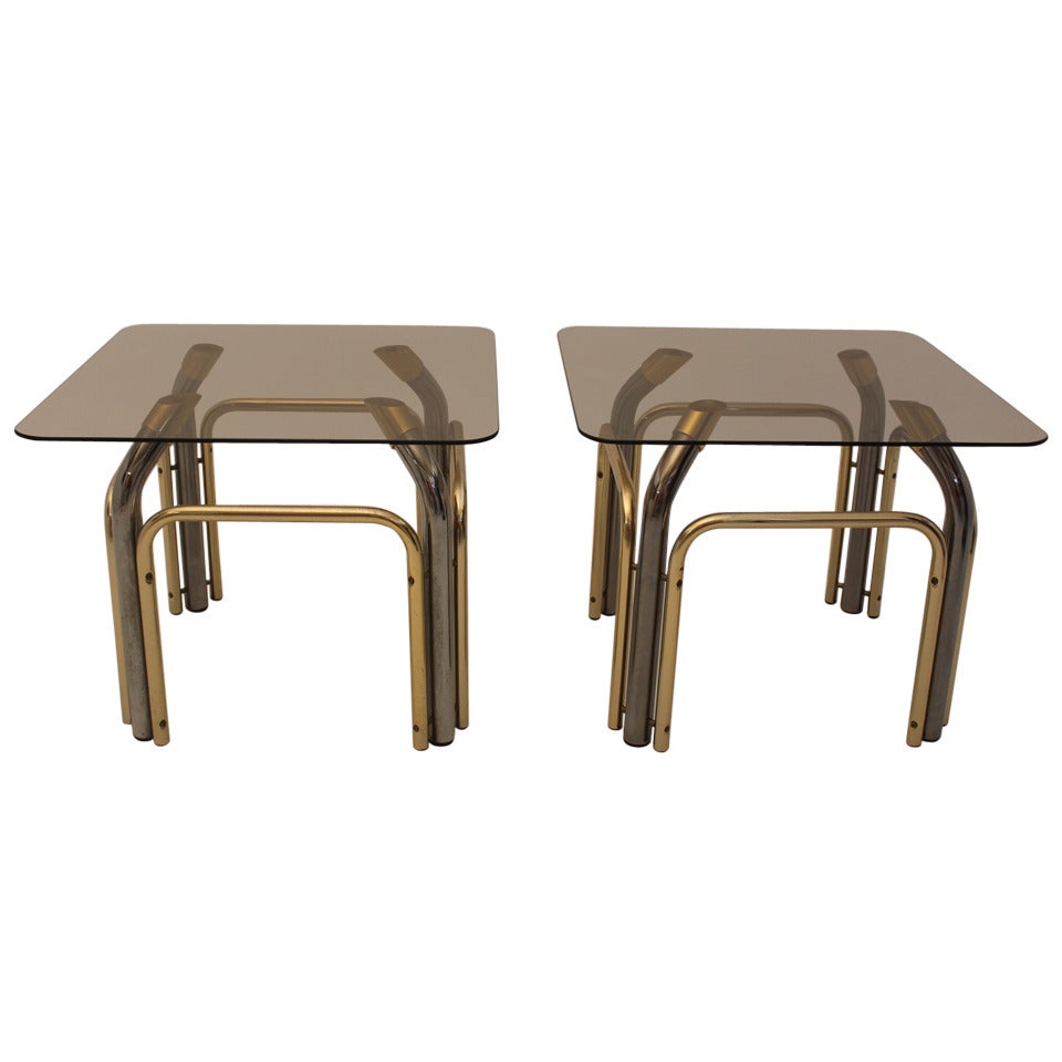 Mid Century Modern Vintage Metall Glas Couchtisch, Italien, 1970er Jahre