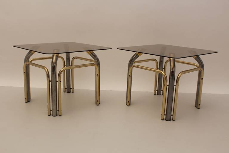 Mid-Century Modern Mid Century Modern Vintage Metal Glass Coffee Table, Italy, 1970´s For Sale