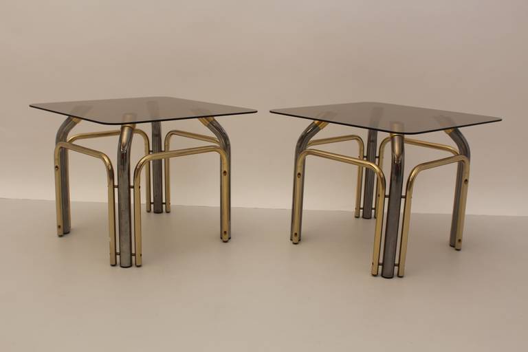 Mid-Century moderno Tavolino da caffè vintage in metallo e vetro del Mid Century Modern, Italia, 1970 in vendita
