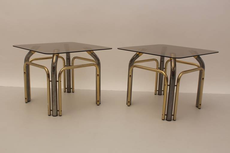 Moderner Couchtisch aus Metallglas aus der Mitte des Jahrhunderts, Italien, 1970er Jahre (Moderne der Mitte des Jahrhunderts) im Angebot