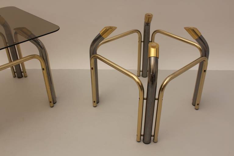 Moderner Couchtisch aus Metallglas aus der Mitte des Jahrhunderts, Italien, 1970er Jahre im Zustand „Gut“ im Angebot in Vienna, AT