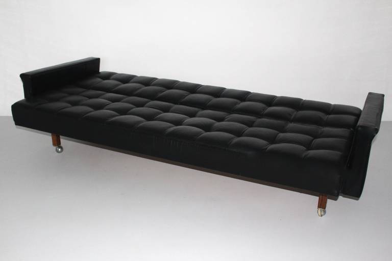 Mid-20th Century Black Leather Vintage Mid Century Daybed by Johannes Spalt  Austria, circa 1959 For Sale