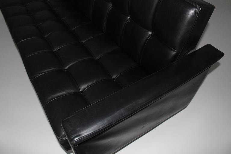 Metal Black Leather Vintage Mid Century Daybed by Johannes Spalt  Austria, circa 1959 For Sale