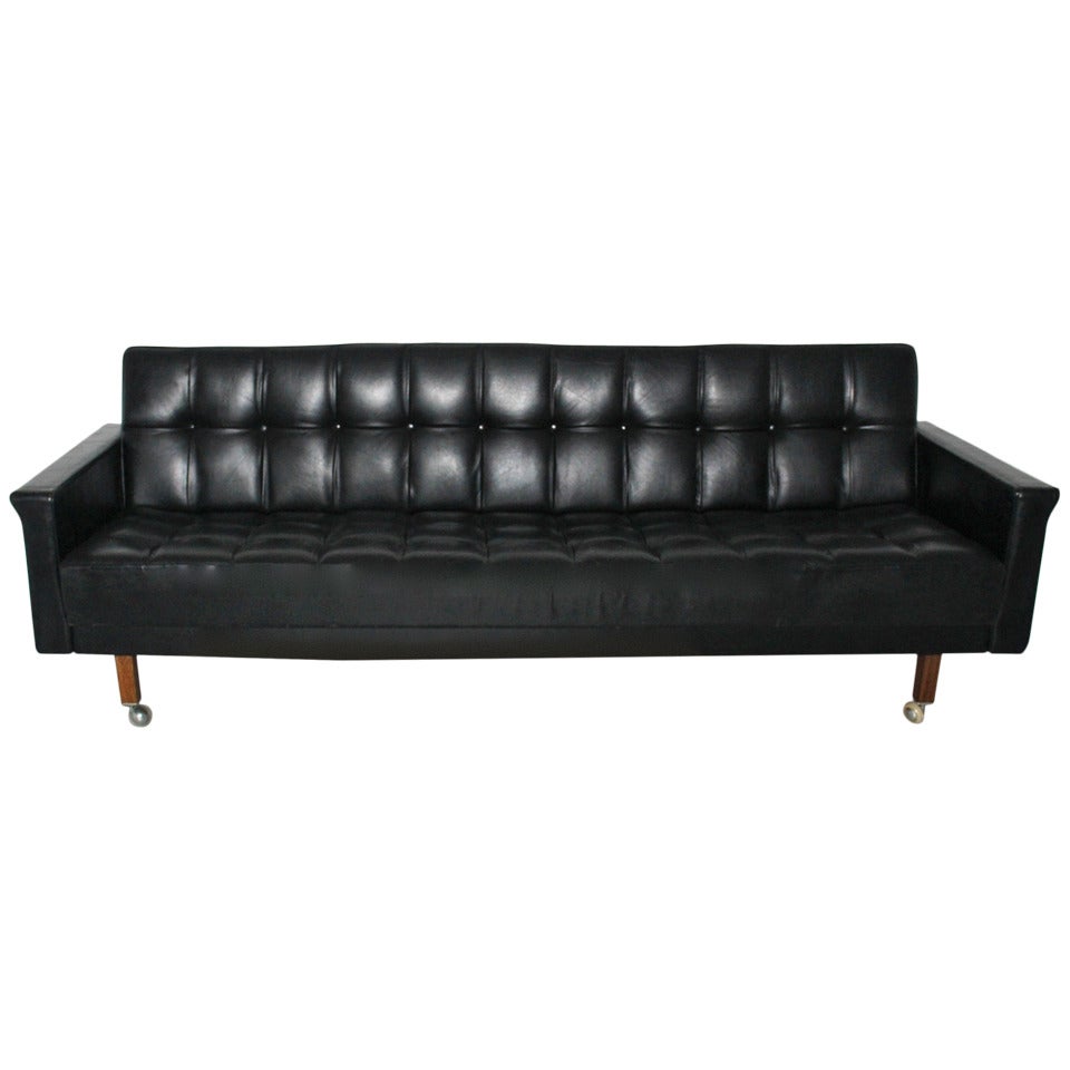 Black Leather Vintage Mid Century Daybed by Johannes Spalt  Austria, circa 1959 For Sale