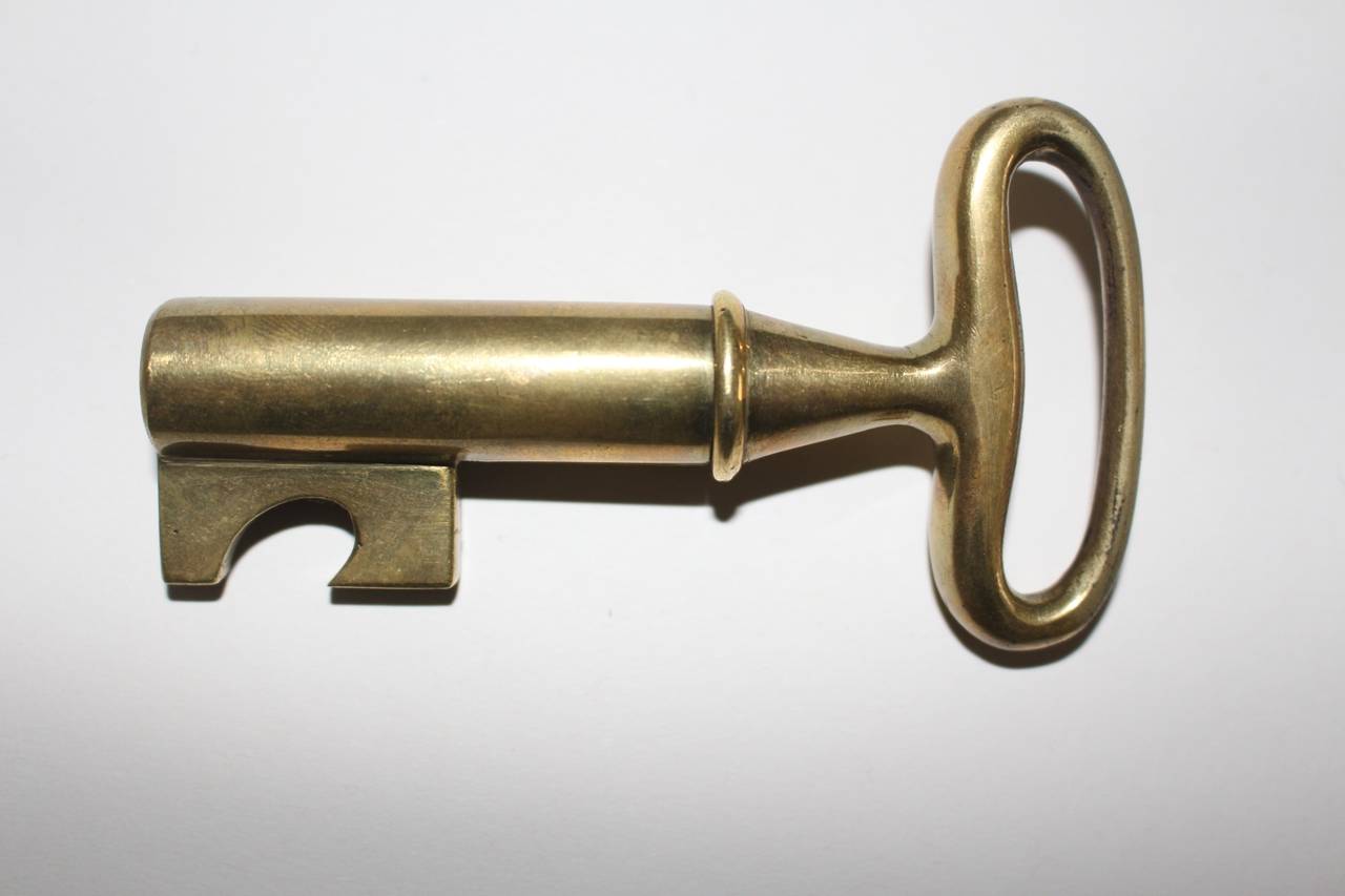 Mid-Century Brass Key Corkscrew and Bottle Opener attributed to Carl  Auböck, Austria, 1950s for sale at Pamono