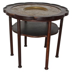 Mesa baja Jugendstil de roble y latón Estilo Adolf Loos, Austria c 1900