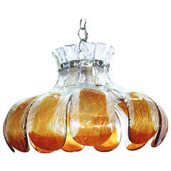 Amber and Clear Glass Flower Fixture by Carlo Nason, Murano, Italy, 1960s 1