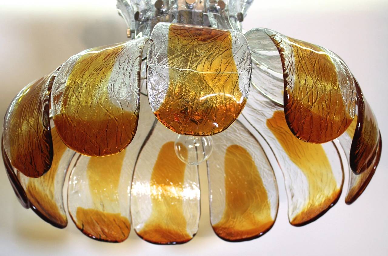 Mid-Century Modern  Mid Century Modern Vintage Glass Flower Chandelier by Carlo Nason Italy, 1960s