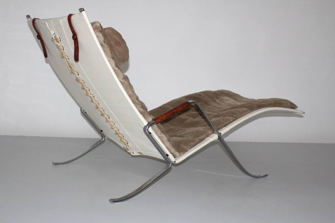 Mid Century Vintage Chaise Longue Grasshopper Fabricius Kastholm Denmark 1967 In Good Condition In Vienna, AT