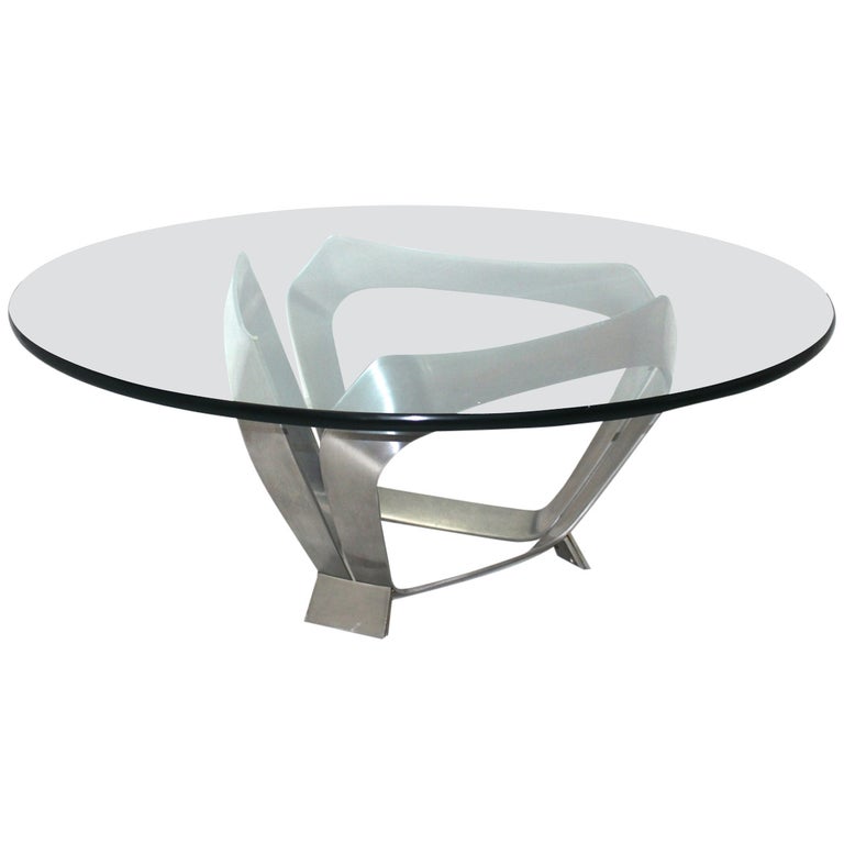 Modernist Aluminum Glass Vintage Coffee Table by Knut Hesterberg, Germany,  1970 For Sale at 1stDibs