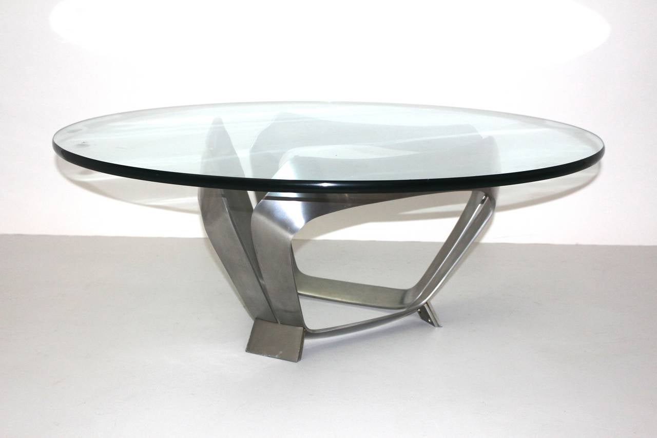 Modernist Aluminum Glass Vintage Coffee Table by Knut Hesterberg, Germany, 1970  For Sale 1