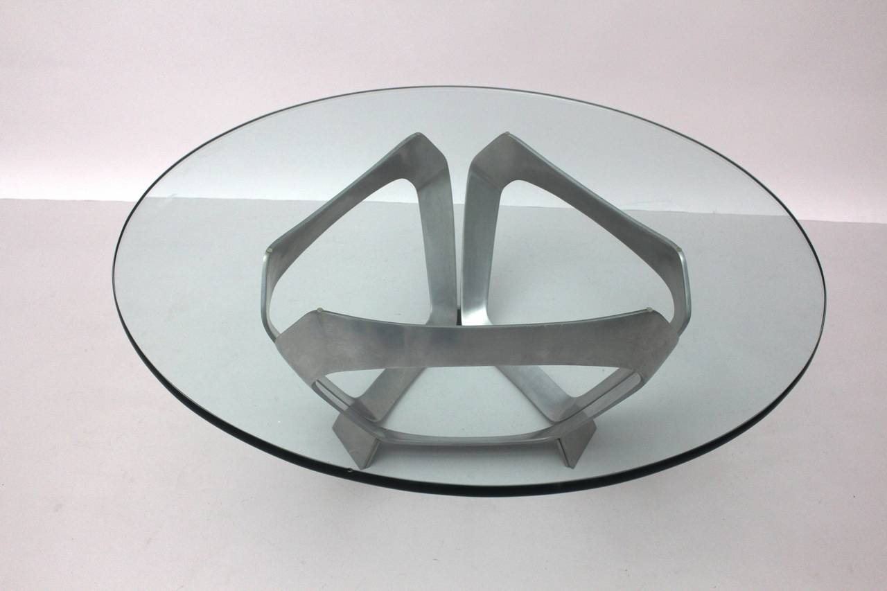 Modernist Aluminum Glass Vintage Coffee Table by Knut Hesterberg, Germany, 1970  In Good Condition For Sale In Vienna, AT