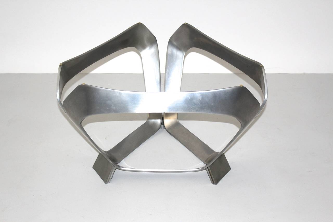 Late 20th Century Modernist Aluminum Glass Vintage Coffee Table by Knut Hesterberg, Germany, 1970  For Sale