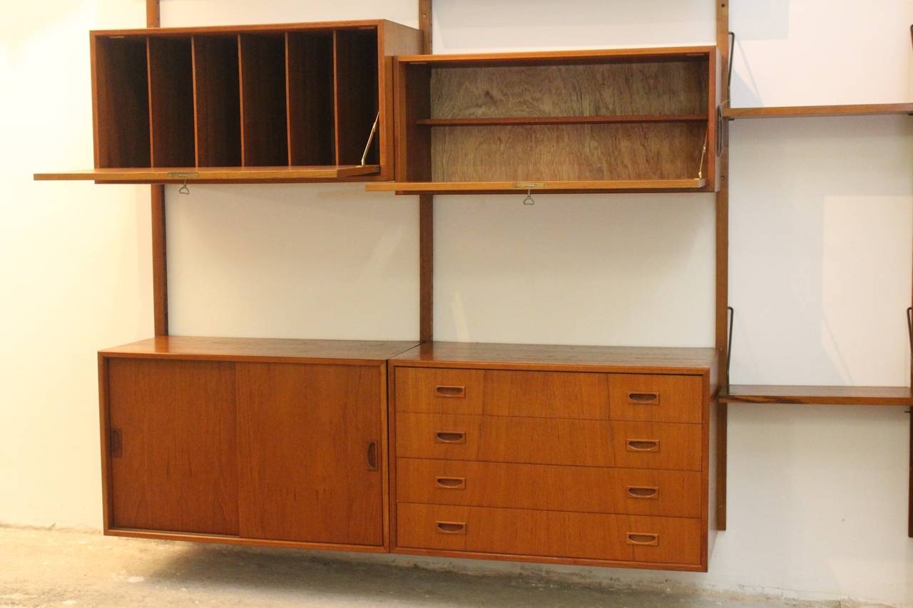 Mid-20th Century Scandinavian Modern Teak Vintage Wall System by Poul Cadovius, Denmark, 1960s For Sale