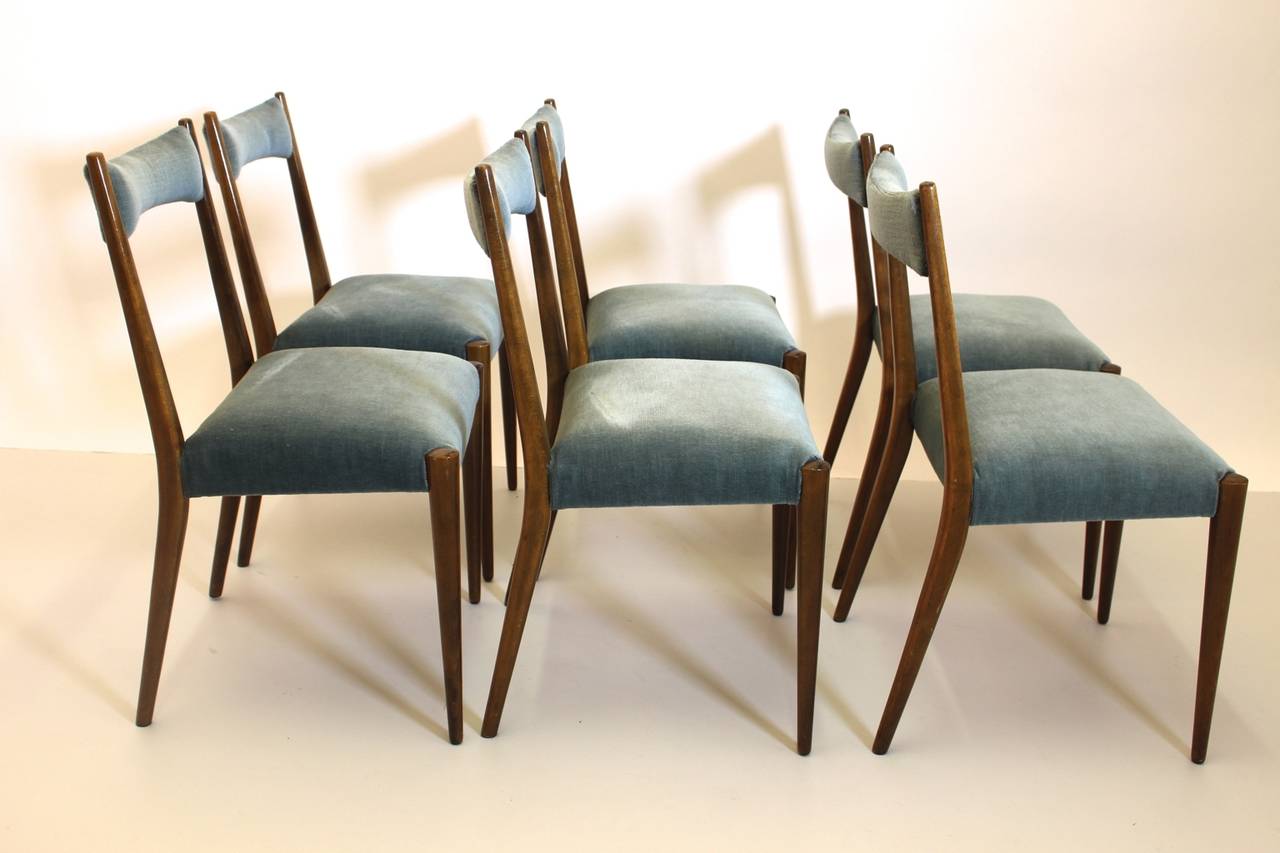 Blue Dining Chairs by Anna-Lülja Praun, Vienna, Austria, 1953 at 1stDibs