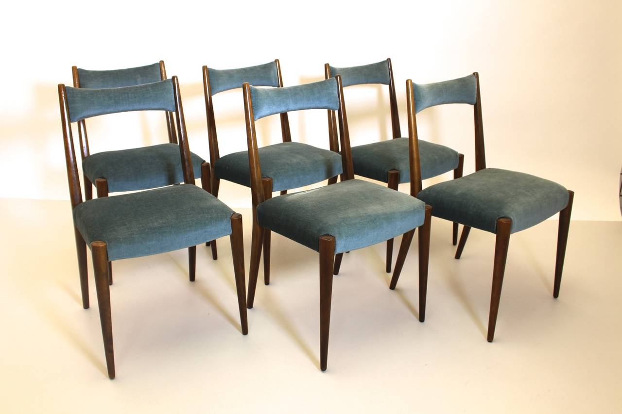 Blue Dining Chairs by Anna-Lülja Praun, Vienna, Austria, 1953 at 1stDibs
