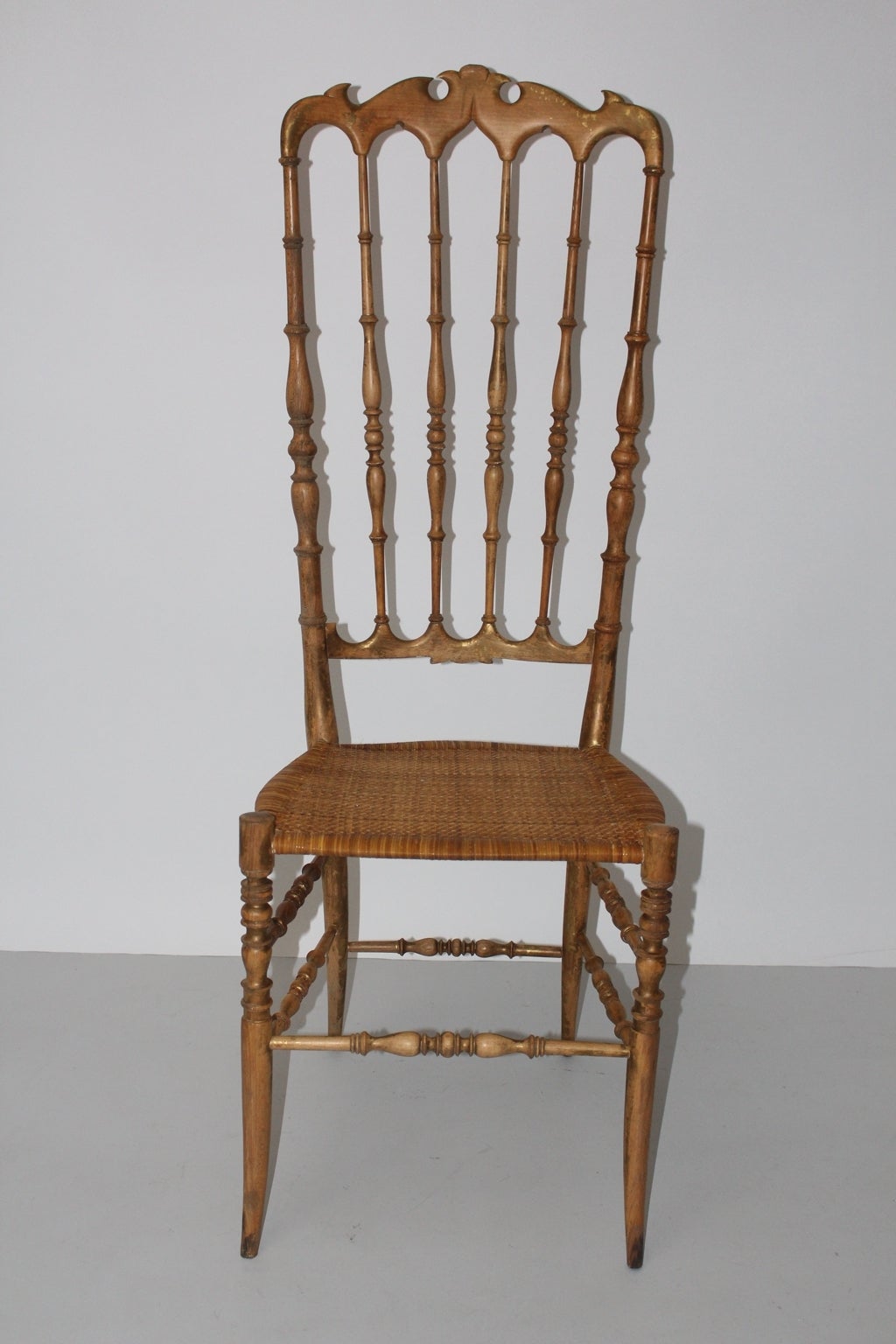 Mid-Century Modern Mid Century Modern Beechwood Extra High Back Chiavari Chair Italy 1940s