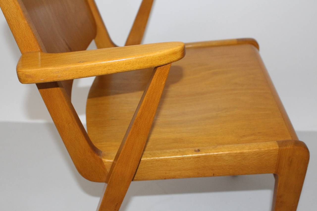 Mid-Century Modern Beech Vintage Dining Chairs Franz Schuster Vienna Up to 18 For Sale 3
