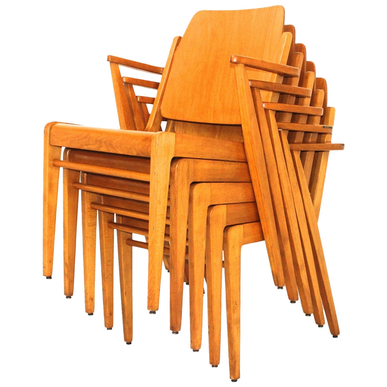 Mid-Century Modern Beech Vintage Dining Chairs Franz Schuster Vienna Up to 18 For Sale