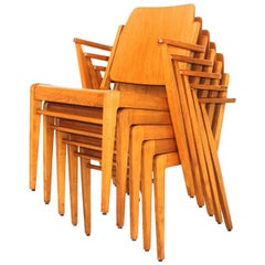 Chaises de salle à manger vintage en bois de hêtre du milieu du siècle Austro par Franz Schuster, Vienne, 1959