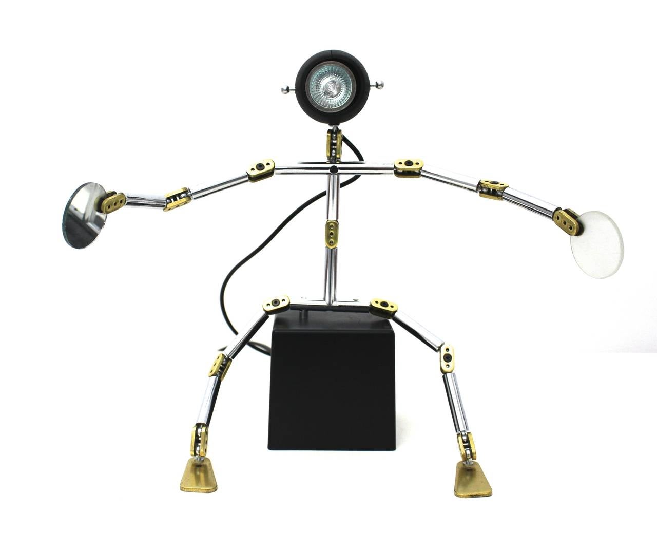 Postmodern metal brass table lamp or light object named 
