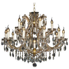 20th Century Large Crystal Chandelier with 16 Lights