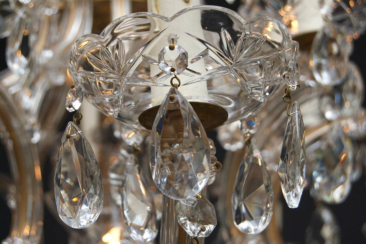 20th Century Large Crystal Chandelier with 16 Lights In Excellent Condition In Eindhoven, NL