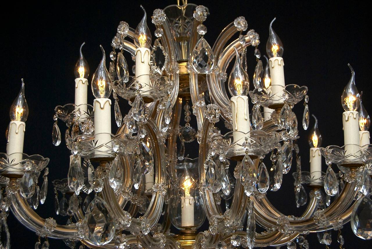 20th Century Large Crystal Chandelier with 16 Lights 3