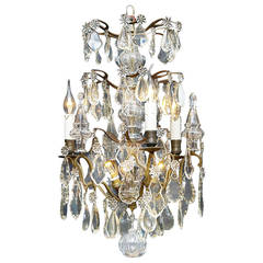 Late 19th Century French Crystal Chandelier with Dark Patina and Six-Light