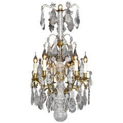 Antique Louis XV Style French Crystal Chandelier with Six Lights