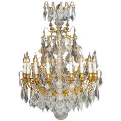 Antique 18th Century Gilt Bronze Large French Crystal Chandelier