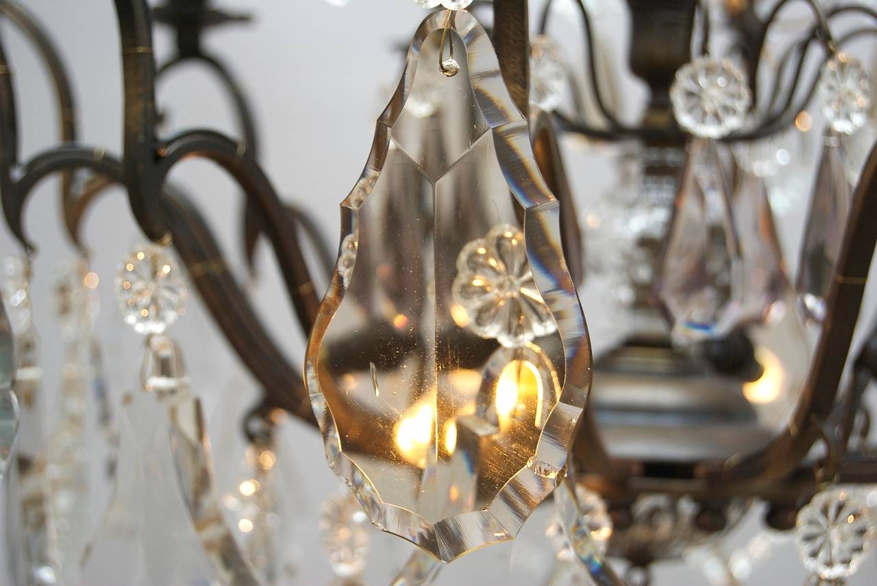Early 20th Century French Crystal Chandelier with a Dark Patina For Sale 2
