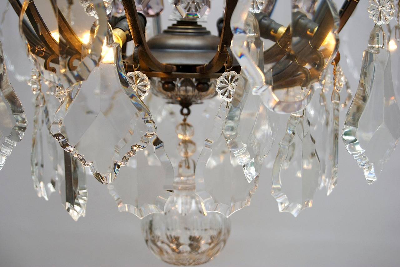 Early 20th Century French Crystal Chandelier with a Dark Patina For Sale 5