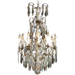 Antique 19th Century Large and Original Crystal Chandelier, Louis XV Style