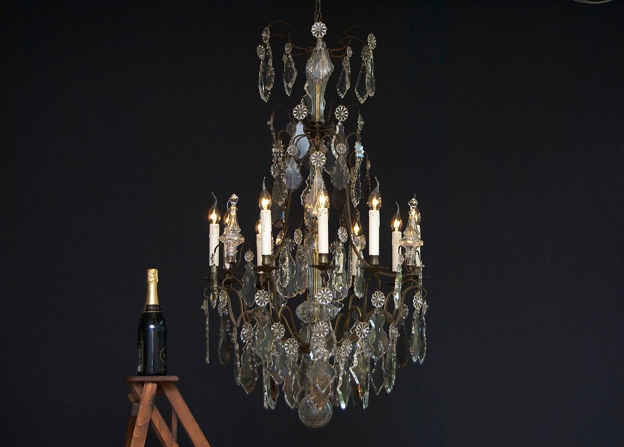 19th Century Large and Original Crystal Chandelier, Louis XV Style For Sale 5